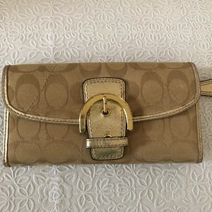 Authentic Coach Wallet in Tan Fabric